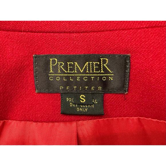 Premier Collection Women Classic Vintage Wool Solid Red Blazer Size Petite Small - Picture 7 of 11